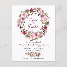 Paarse Roze Chique Roos Bloemen Bruiloft Save the  Date