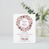 Paarse Roze Chique Roos Bloemen Bruiloft Save the  Date (Staand voorkant)