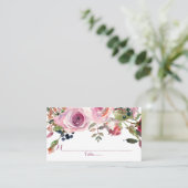 Paarse roze chique Roos bloemenbruiloft plaats kaa Plaatskaartje (Staand voorkant)