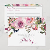 Paarse roze chique Roos bloemrecept Kaart (Voorkant / Achterkant)