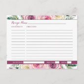 Paarse roze chique Roos bloemrecept Kaart (Achterkant)