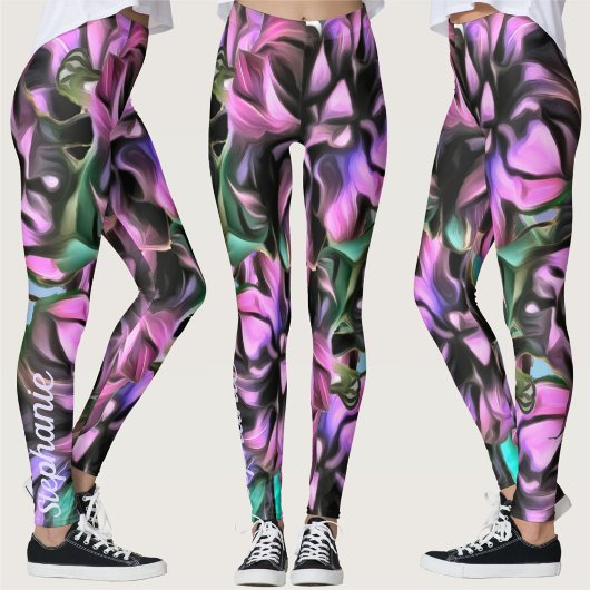 Paarse roze corn Husk Flowers 2190 Leggings