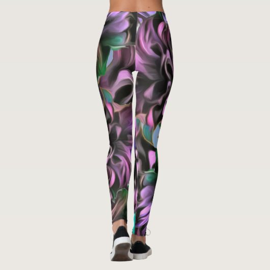 Paarse roze corn Husk Flowers 2190 Leggings (Achterkant)