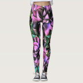 Paarse roze corn Husk Flowers 2190 Leggings (Voorkant)