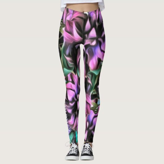 Paarse roze corn Husk Flowers 2190 Leggings (Voorkant)