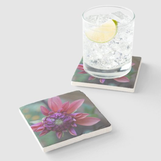 Paarse roze Dahlia Onderzetter (Zijkant)