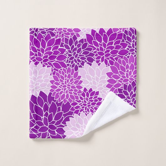 Paarse roze Dahlias Bath set Bad Handdoek (Wasdoekje)