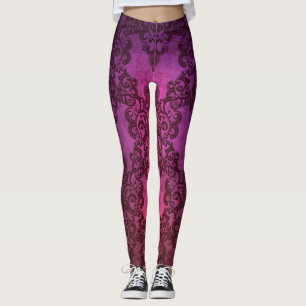 Paarse roze Damask Boho Style Leggings