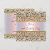 Paarse Roze Damask Vrouwen 50ste verjaardagsfeest Kaart (Voorkant / Achterkant)