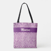 Paarse roze damast tote bag (Achterkant)