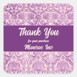 Paarse roze damast vierkante sticker