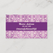 Paarse roze damast visitekaartje (Achterkant)