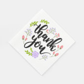 Paarse Roze Dank U Bloem Groene Bloemige Bruiloft Servet (Hoek)