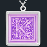 Paarse & Roze Decoratief Pet Letter K Zilver Vergulden Ketting<br><div class="desc">Paarse en roze tinten decoratieve petten letter K. Design beschikbaar op geselecteerde producten.</div>