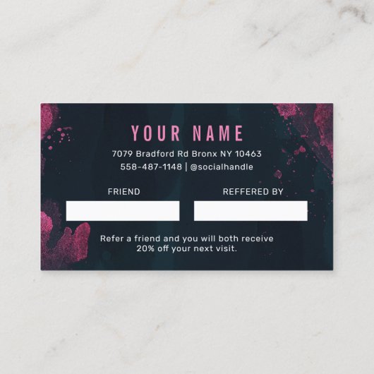 Paarse roze deelt de Love Reference Card Visitekaartje (Achterkant)