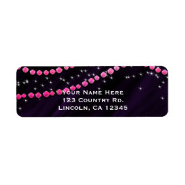 Paarse & Roze Diamant Bling Glam Glitter Etiket