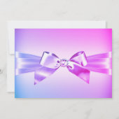 Paarse roze Diamond Bow Tiara Quinceanera Invite Kaart (Achterkant)