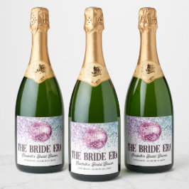 Paarse Roze Disco Bruid Era Bruiloft Sparkling Wijnetiket
