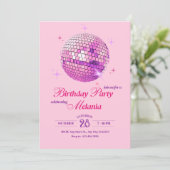 Paarse roze disco feestverjaardag kaart (Staand voorkant)