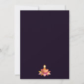 Paarse roze Diwali Lampen licht illustratiescript Kaart (Achterkant)