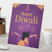 Paarse roze Diwali licht illustratie Reclamebord Met Voetstuk (Insitu)