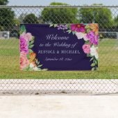 Paarse roze donblauwe vette bruiloft Welkom Spandoek (Insitu)