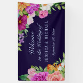 Paarse roze donblauwe vette bruiloft Welkom Spandoek (Verticaal)