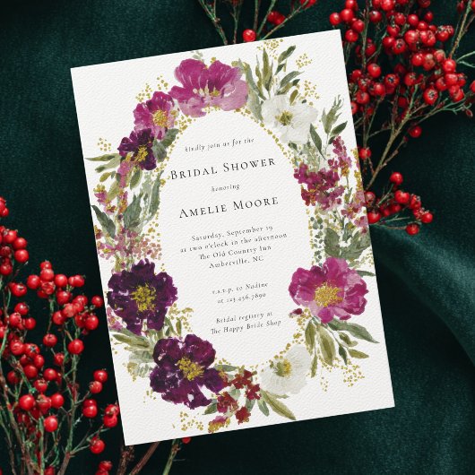 Paarse Roze Donkere Bloem Krans Vrijgezellenfeest Kaart