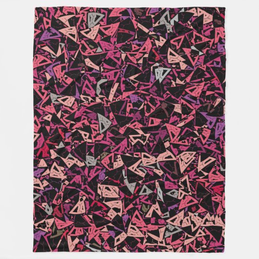 Paarse Roze Driehoek Patroon Fleece Deken (Voorkant)