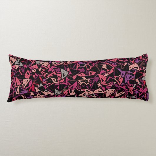 Paarse Roze Driehoek Patroon Lichaamskussen (Voorkant)