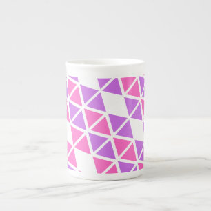 Paarse Roze driehoek Patroon Porselein Kop