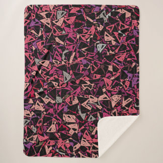 Paarse Roze Driehoek Patroon Sherpa Deken