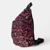 Paarse Roze Driehoek Patroon Sling Bag (Rechterhoek)