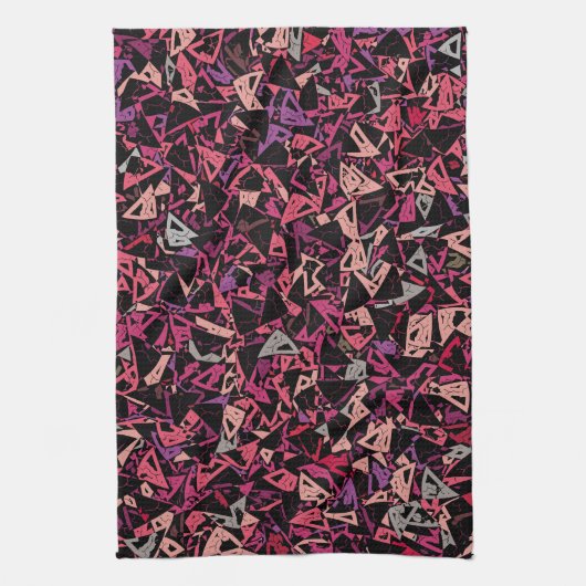 Paarse Roze Driehoek Patroon Theedoek (Verticaal)