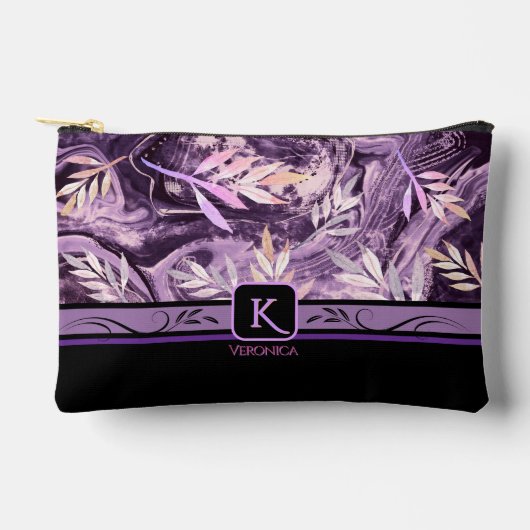 Paarse Roze Edelsteen Modern Monogram Etui (Voorkant)