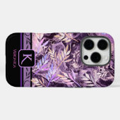 Paarse Roze Edelsteen Trendy Monogram iPhone Case (Achterkant (horizontaal))