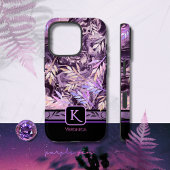 Paarse Roze Edelsteen Trendy Monogram iPhone Case Hoesje