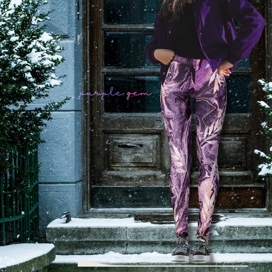 Paarse Roze Edelsteen Vloeibare Kunst Leggings