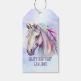 Paarse Roze Eenhoorn Glitter Sparkle Cadeaulabel