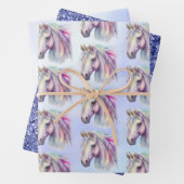 Paarse Roze Eenhoorn Glitter Sparkle Inpakpapier Vel (In situ)