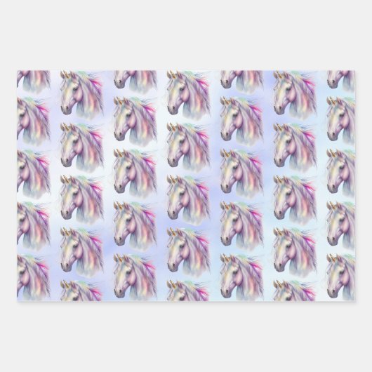 Paarse Roze Eenhoorn Glitter Sparkle Inpakpapier Vel (Voorkant)