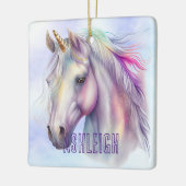 Paarse Roze Eenhoorn Naam Keramisch Ornament (Links)