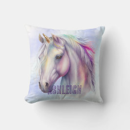 Paarse Roze Eenhoorn Naam Kussen