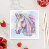 Paarse Roze Eenhoorn Naam Servet (Insitu)