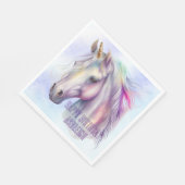 Paarse Roze Eenhoorn Naam Servet (Hoek)