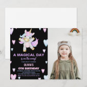 Paarse Roze Eenhoorn Verjaardag Uitnodigingen foto (Voorkant / Achterkant)