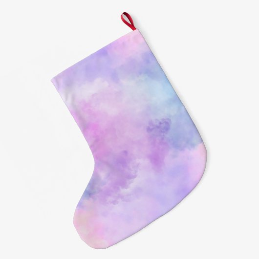 Paarse Roze Eenhoorn Waterverf Naam Grote Kerstsok (Achterkant (Hangend))