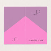 Paarse roze Elegant Moderne Monogrammen Sjabloon Visitekaartje (Buitenkant ongevouwen)