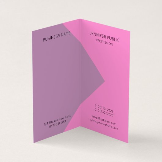 Paarse roze Elegant Moderne Monogrammen Sjabloon Visitekaartje (Binnen)