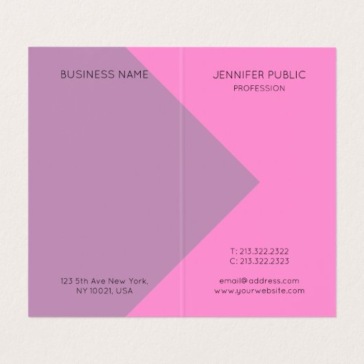 Paarse roze Elegant Moderne Monogrammen Sjabloon Visitekaartje (Binnenkant ongevouwen)